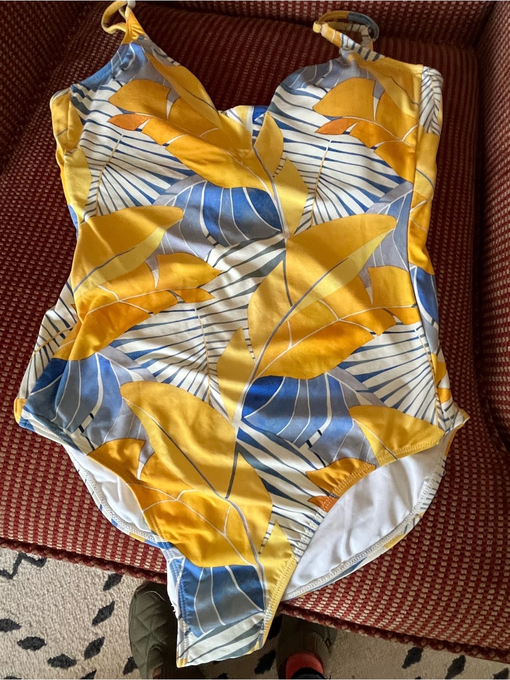 Carve Designs Yellow & Blue Leaf-Print One-Piece Swimsuit